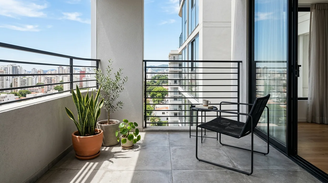 add texture for comfort and warmth in a balcony inspired by tiny big impact.