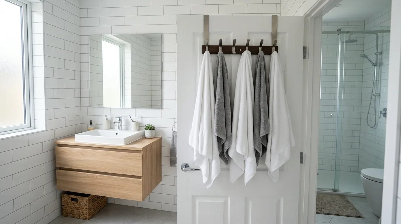 pair it with finishes that support the mood in a bathroom inspired by towel storage solutions without.