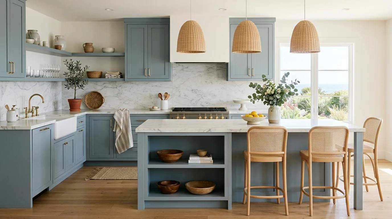 start with a clear cabinet direction in a kitchen inspired by tranquil blue gray coastal.