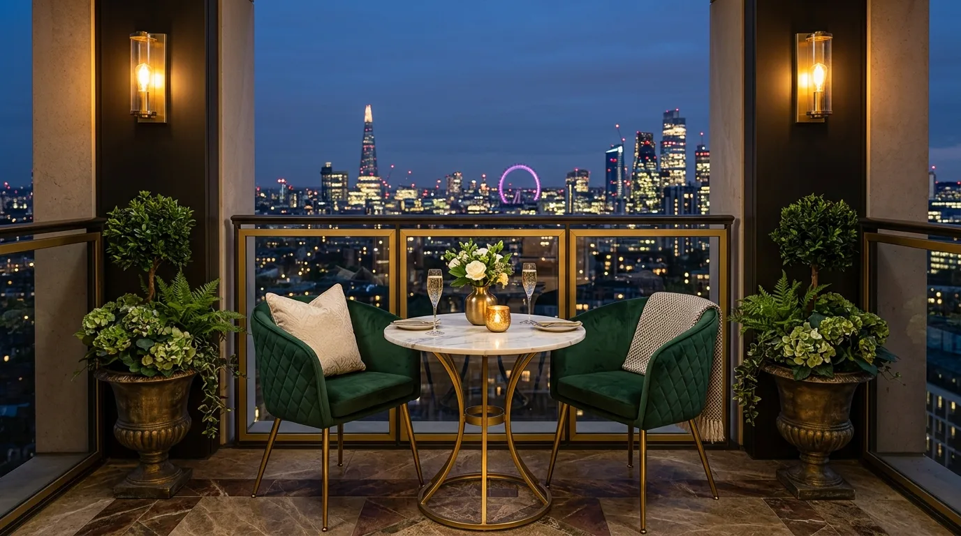 Outdoor rug making a small balcony feel like a room.