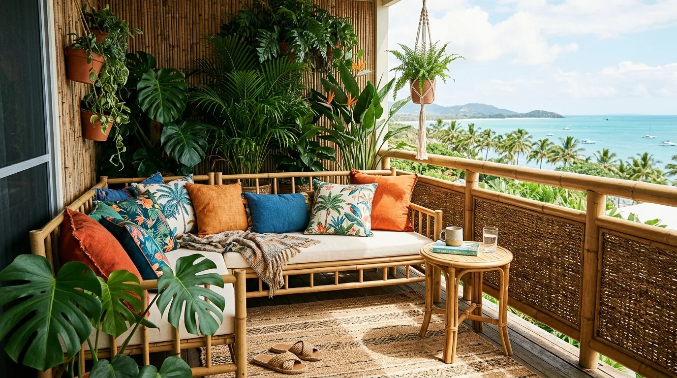 Proportional furniture on a small balcony keeping the nook balanced.