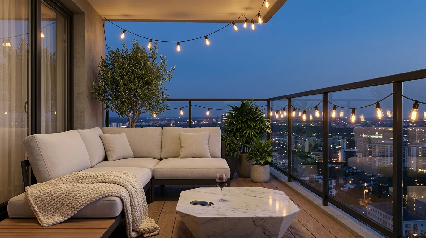 Personal detail adding character to a transformed small balcony nook.