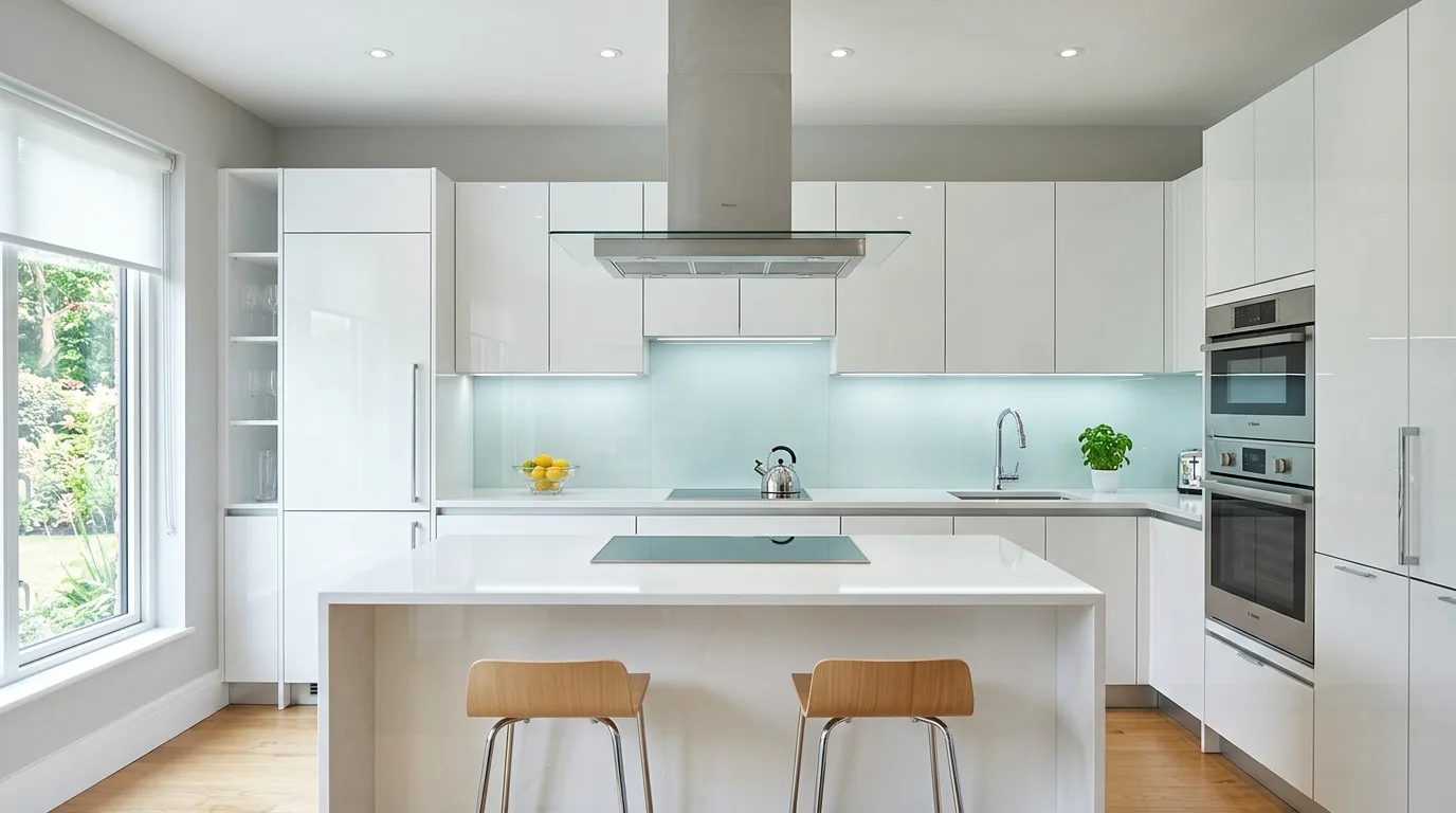 keep hardware and details intentional in a kitchen inspired by ultra modern high gloss.
