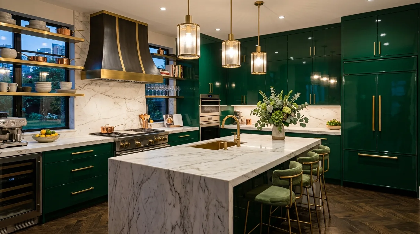 make storage feel natural and useful in a kitchen inspired by ultra modern high gloss.