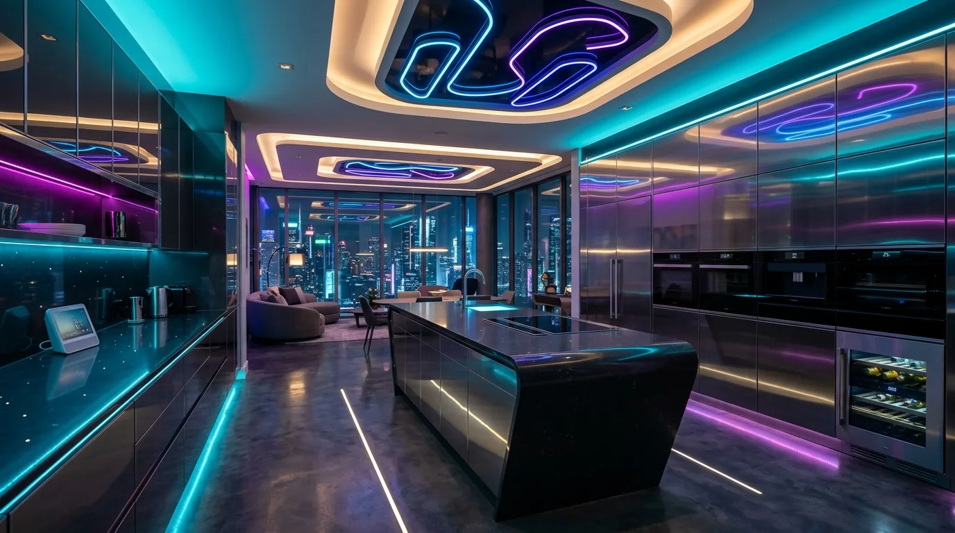 let the kitchen feel personal but edited in a kitchen inspired by ultra modern high gloss.