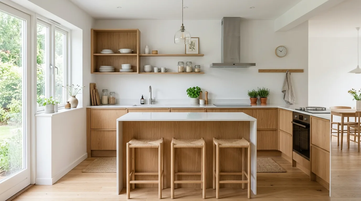 use lighting to shape the overall mood in a kitchen inspired by unfussy simple clean slate.