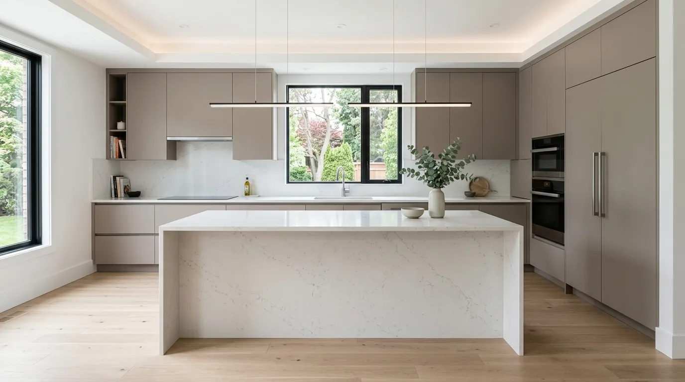 balance the palette with breathable contrast in a kitchen inspired by unfussy simple clean slate.