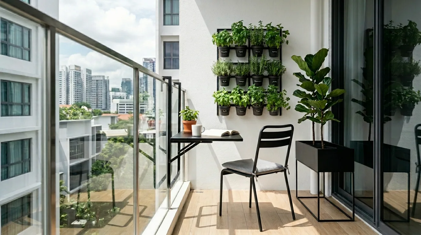 Mostly visible floor helping a tiny balcony feel larger.