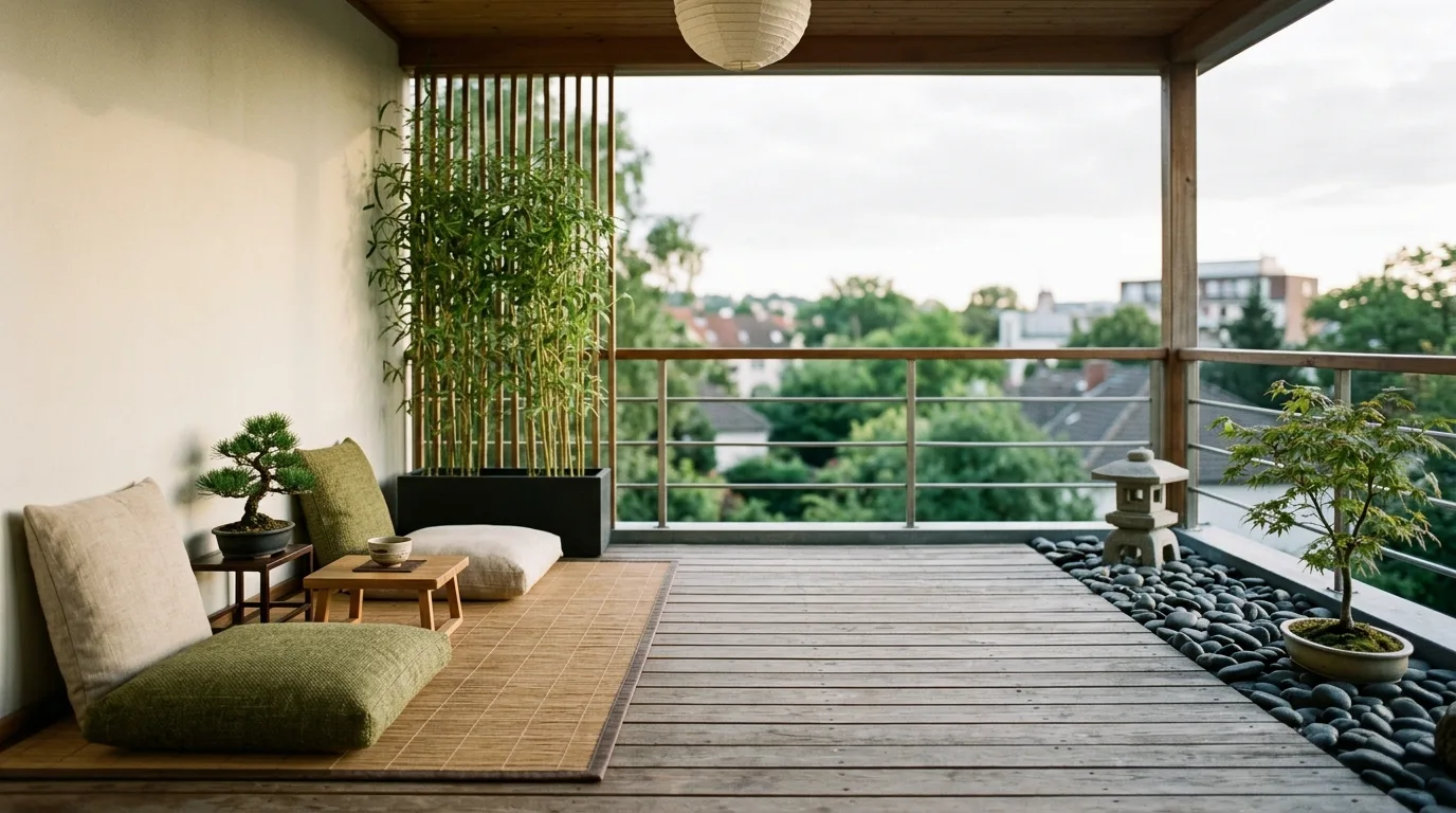 Wall decor using vertical space on a very small balcony.