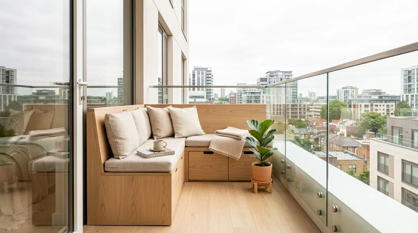Very small balcony that still feels open and beautiful through smart decor.