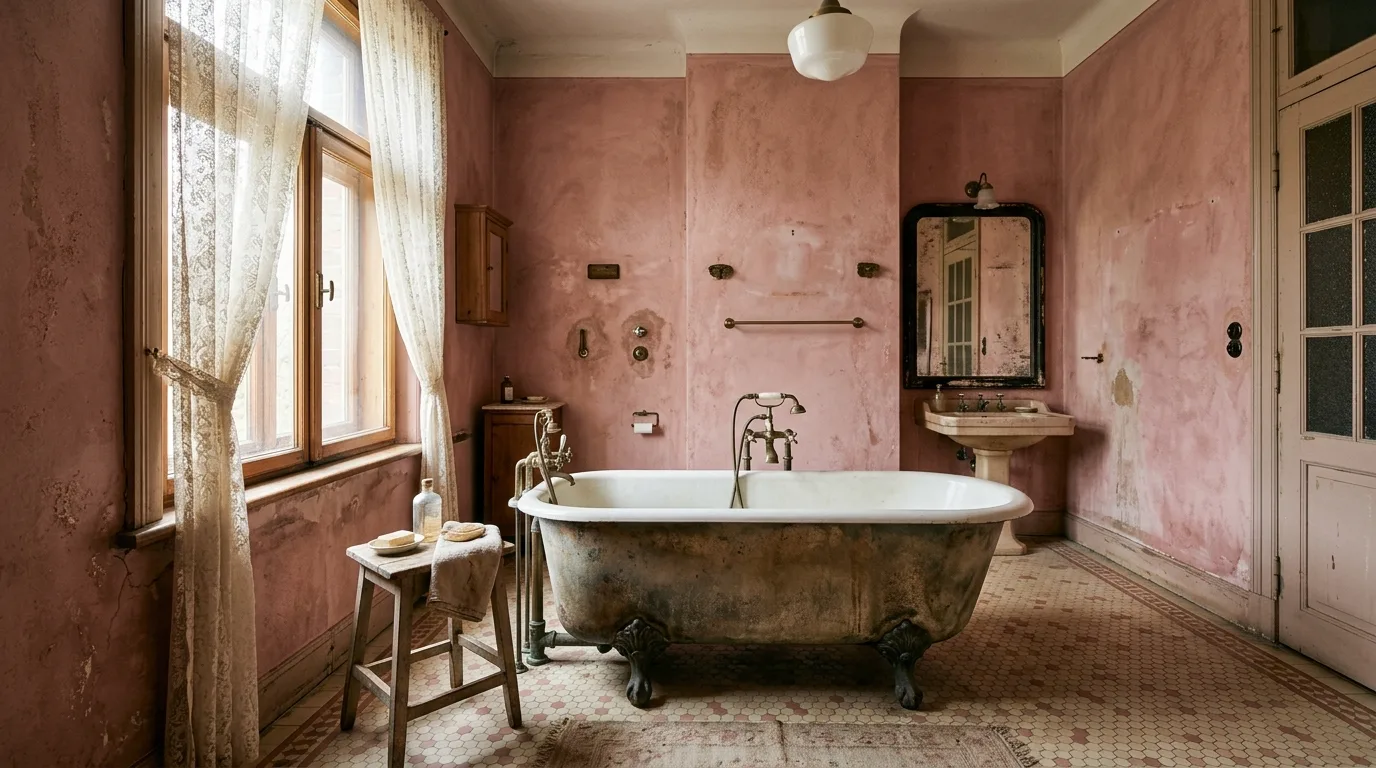 Vintage Dusty Pink Bathroom Ideas for an Antique Feel in a thoughtfully styled bathroom.