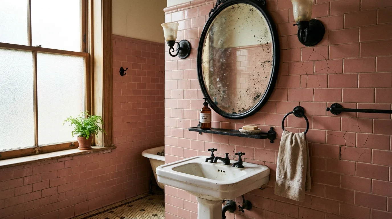 pair it with finishes that support the mood in a bathroom inspired by vintage dusty pink an.